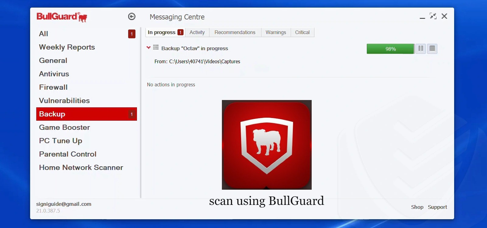 procedure to scan using BullGuard